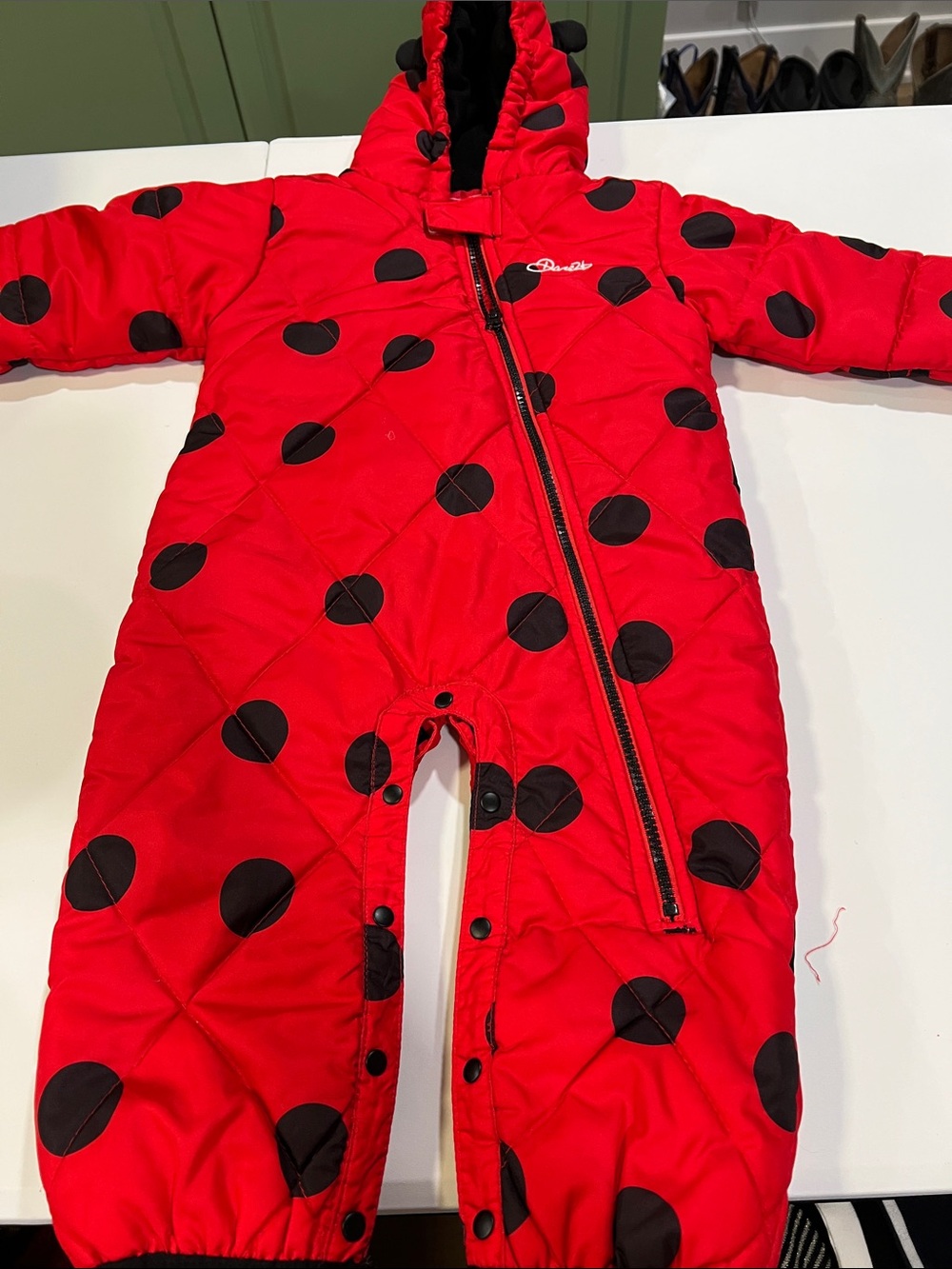 Dare2b Red and Black Infant Snowsuit Liner - 6-12m fleece lined, ladybug